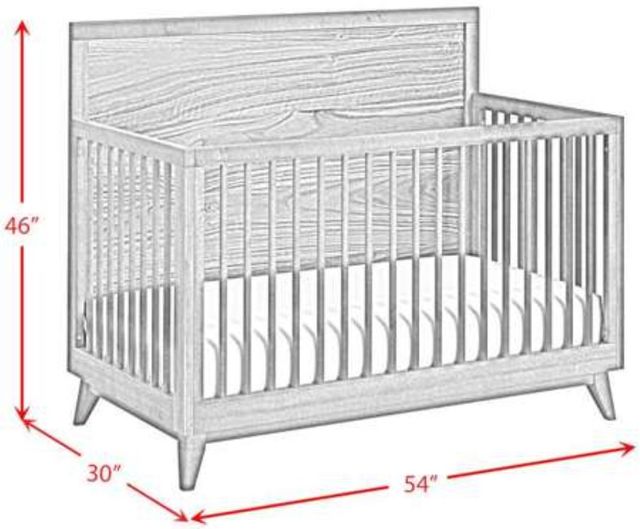 Elements International Malia Walnut Crib with High Headboard and Guardrail-2