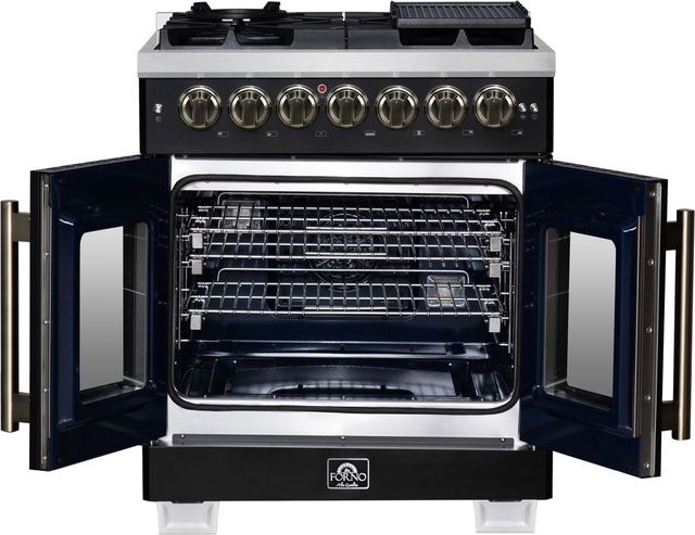 FORNO® Capriasca Series Alta Qualita 30" Black Pro Style Dual Fuel Range-3