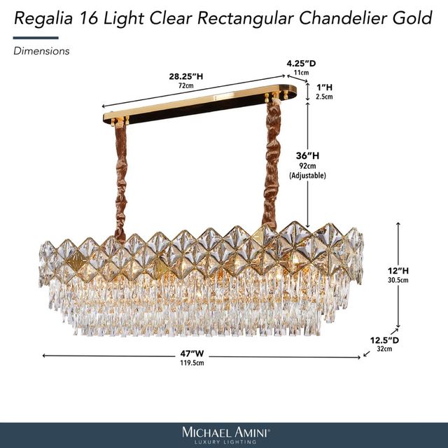 Michael Amini® Regalia Clear/Gold 16-Light Chandelier-2