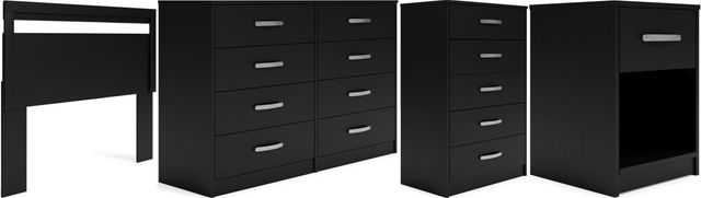 Signature Design by Ashley® Finch 4-Piece Black Queen Panel Headboard Bedroom Set-0