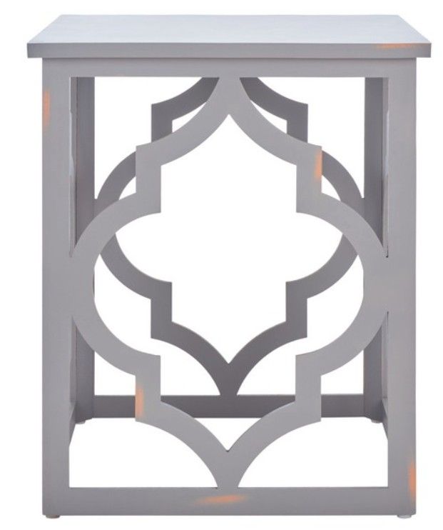 Safavieh Milo Taupe Leaf Trellis End Table-1