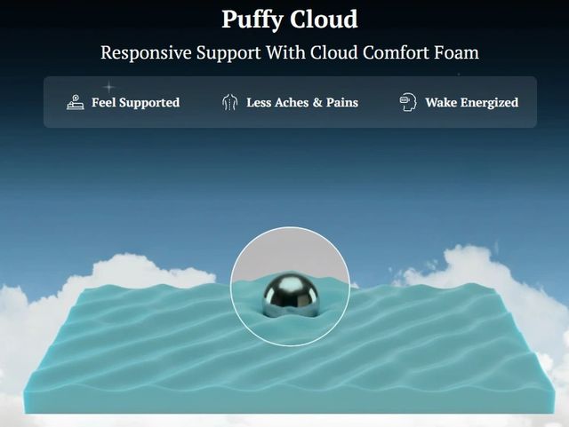 Puffy Cloud 3.0 Memory Foam 10" Medium Firm Tight Top Split Head King Mattress in a Box-3