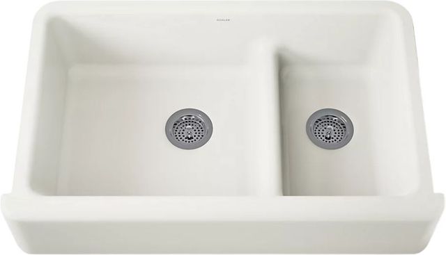KOHLER® Whitehaven® Biscuit Smart Divide® 36" Undermount Double-Bowl Farmhouse Kitchen Sink-0
