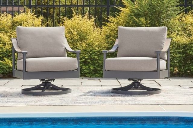 Signature Design by Ashley® Ocean Beach Gray Aluminum/Fabric Outdoor Swivel Lounge Chair-1
