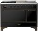 Ilve® Majestic III 48" Glossy Black Pro Style Dual Fuel Natural Gas Range with French Top and Burnished Trim-0