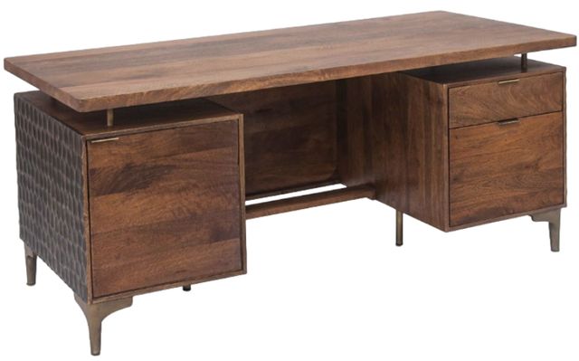 Home Trends & Design Santa Cruz Antique Bronze/Brown Office Desk-0