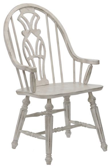 TEI Vintage Estates Antique White Windsor Arm Chair-0