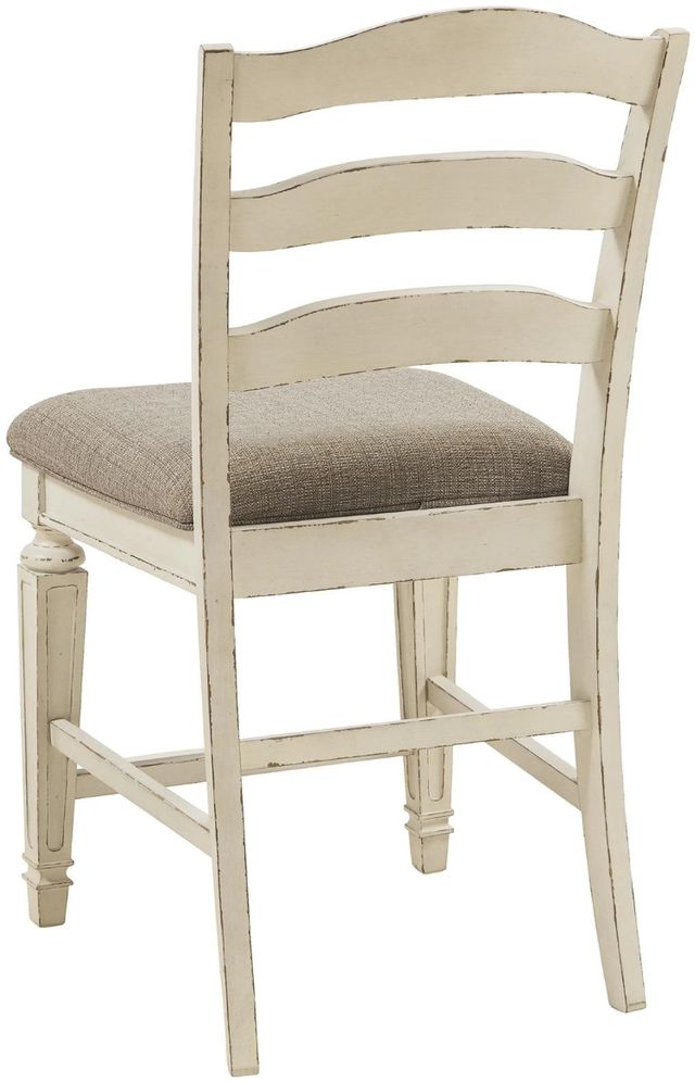 Signature Design by Ashley® Realyn Chipped White Upholstered Barstool-3