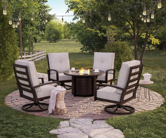 Signature Design by Ashley® Castle Island Dark Brown Round Fire Pit Table-4