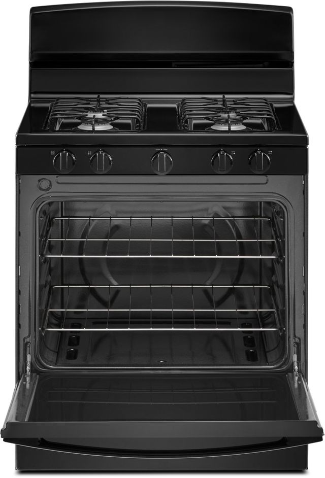 Amana® 30" Black Freestanding Gas Range with Easy Clean Glass Door-1