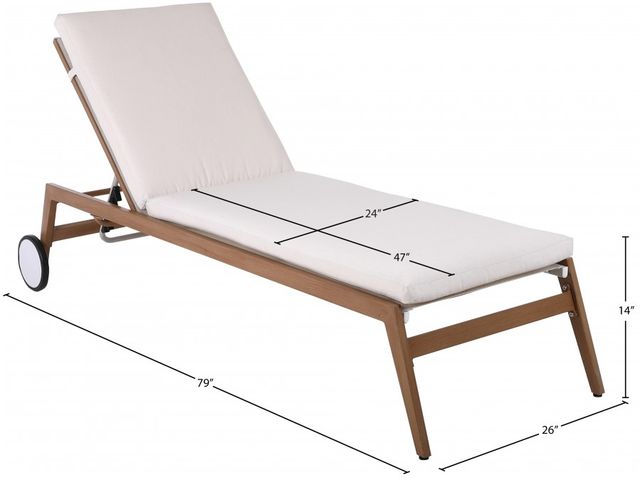 Meridian Furniture Maui BrownCream Aluminum Outdoor Patio Adjustable Lounge Chair-2
