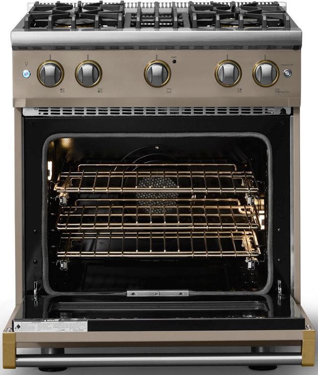 Viking® 5 Series 30" Nantucket Pro Style Gas (NG) Range with Brushed Brass Trim-1