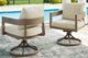 Signature Design by Ashley® Serene Bay 2-Piece Dark Brown/White Aluminum/Nuvella Outdoor Swivel Dining Chair with Cushion-1