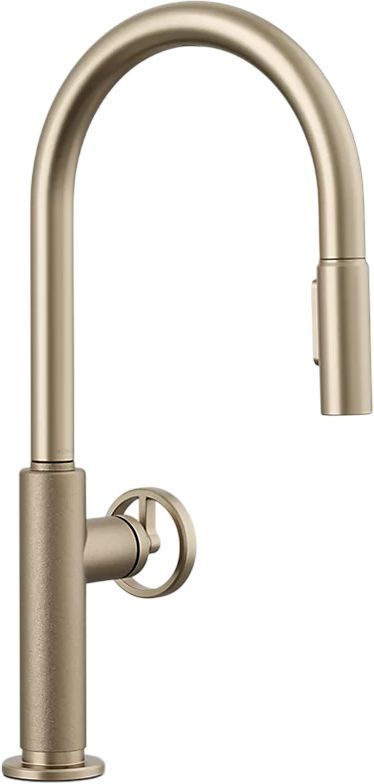 KOHLER® Billet® Vibrant Brushed Bronze Touchless Kitchen Sink Faucet with 2-Function Sprayhead and Single Round-Handle-0