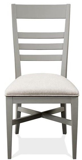 Riverside Furniture Osborne Gray/Gray Skies Upholstered Ladderback Dining Side Chair-1