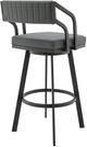 Armen Living Capri Gray/Matte Black Swivel Counter Stool-3