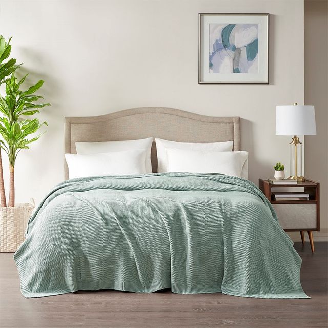 Olliix by INK+IVY Bree Knit Aqua King Blanket-3
