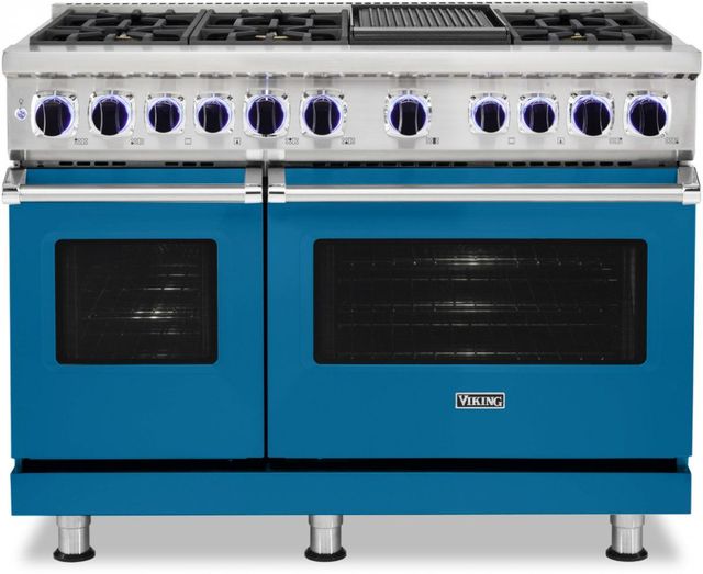 Viking® 7 Series 48" Alluvial Blue Pro Style Dual Fuel Natural Gas Range with 12" Griddle-0