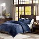 Olliix by Madison Park Parker Navy Full/Queen Corduroy Plush Comforter Mini Set-2