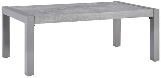 Signature Design by Ashley® Moonlight View Gray Aluminum/Stone Outdoor Cocktail Table-0