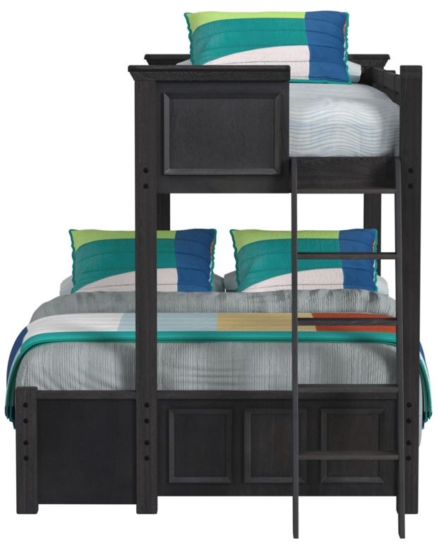 Elements International Hampton Kids Charcoal Youth Twin/Full Bunk Bed with Ladder-3