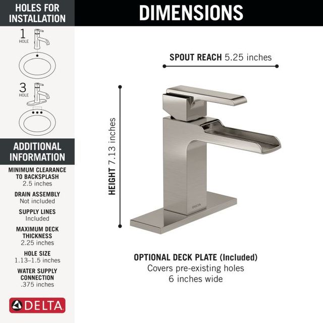 Delta Ara® Stainless Single Handle Channel Bathroom Faucet-1