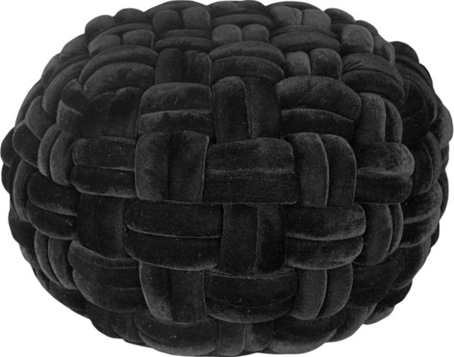 Moe's Home Collection PJ Black Velvet Pouf-2