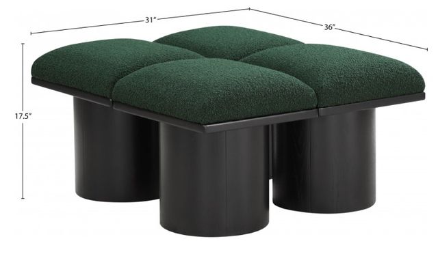 Meridian Furniture Pavilion 4-Piece Green/Black 31" Modular Bench Set-3