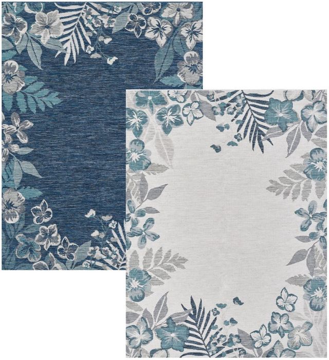 KAS Rugs Dahlia Ivory/Blue Garden Border 5'x7' Area Rug-0