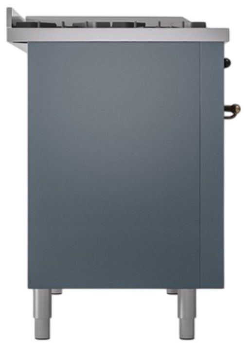 Ilve® Nostalgie II Noblesse 48'' Blue Gray Pro Style Dual Fuel Range with Burnished Trim-2