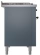 Ilve® Nostalgie II Noblesse 48'' Blue Gray Pro Style Dual Fuel Range with Burnished Trim-2