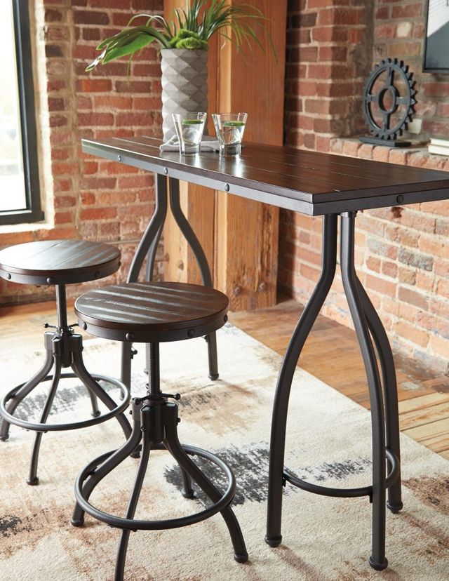 Signature Design by Ashley® Odium 3-Piece Rustic Brown Counter Height Dining Table Set-2