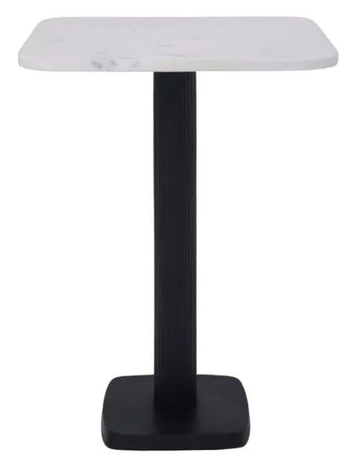 Renwil® Laila Matte White Marble Top Side Table with Matte Black Base-0