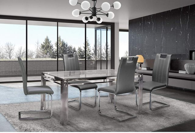 Mazin Furniture Porfirio Glass Top Dining Table with Silver Legs-3