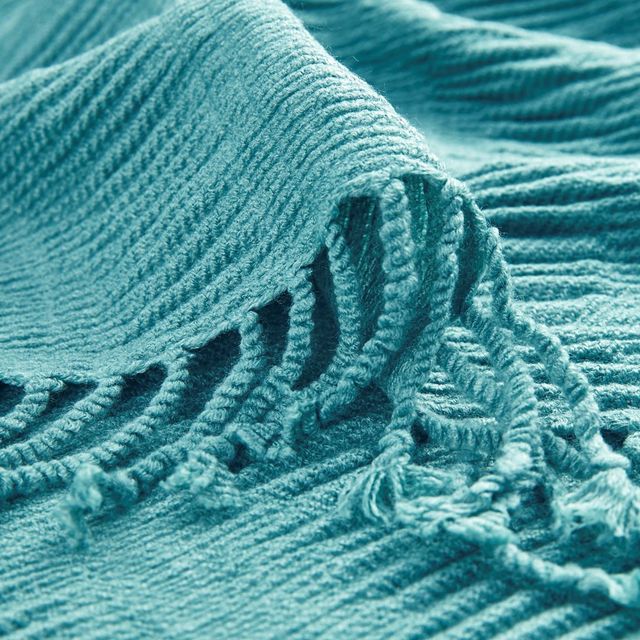Olliix by INK+IVY Reeve Aqua 50" x 60" Ruched Throw-1