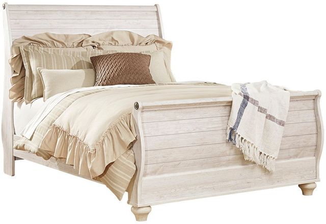 Signature Design by Ashley® Willowton Whitewash King Sleigh Bed-0