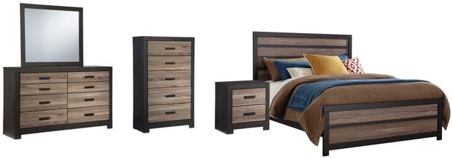 Signature Design by Ashley® Harlinton 5-Piece Warm Gray/Charcoal Queen Panel Bed Set-0