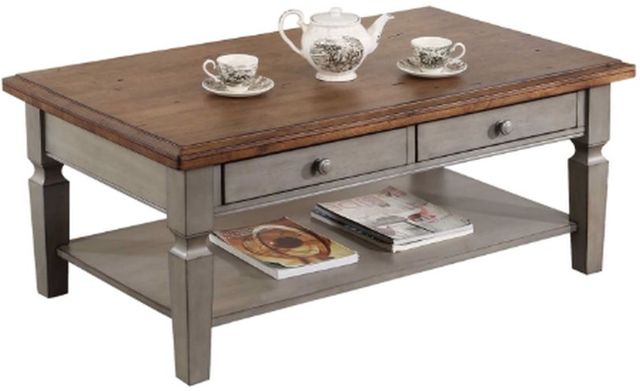 Winners Only® Barnwell Brown Top Coffee Table with Gray Base-1