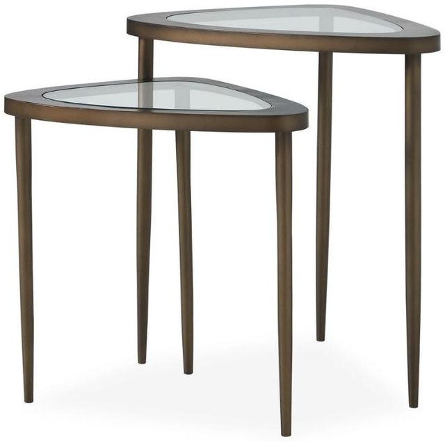 Uttermost® Millar 2-Piece Antique Brass Curved Nesting Tables-0