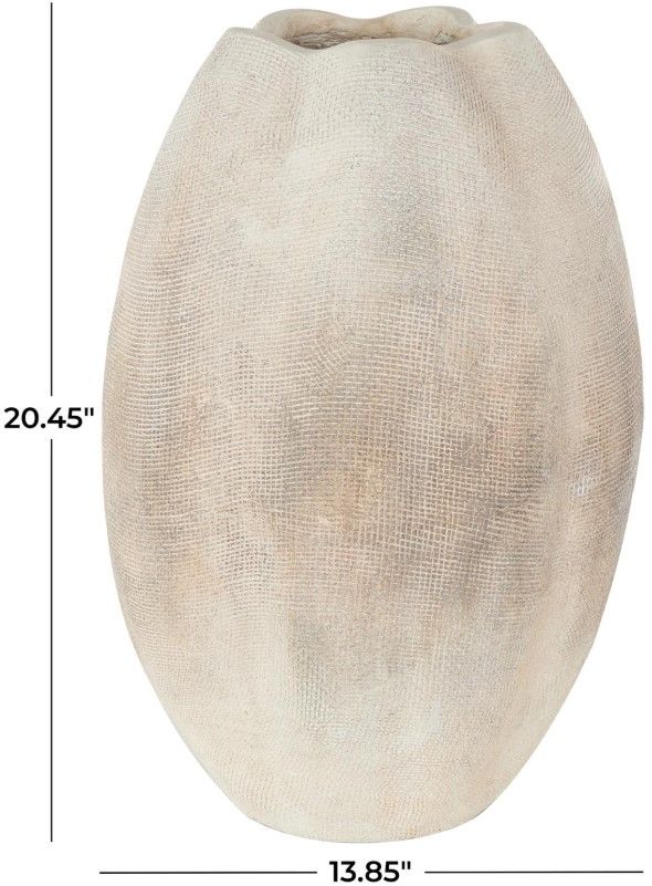 Deco Marche Cream 20" Vase with Checkered Patterns-1