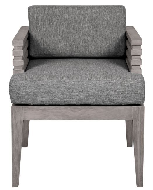 Armen Living Vivid Light Gray Olefin/Wooden Outdoor Dining Chair-3