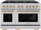 ZLINE Select Autograph Edition 48" Satin Stainless Steel Convection Pro Style Gas Range with Champagne Bronze Accents-0