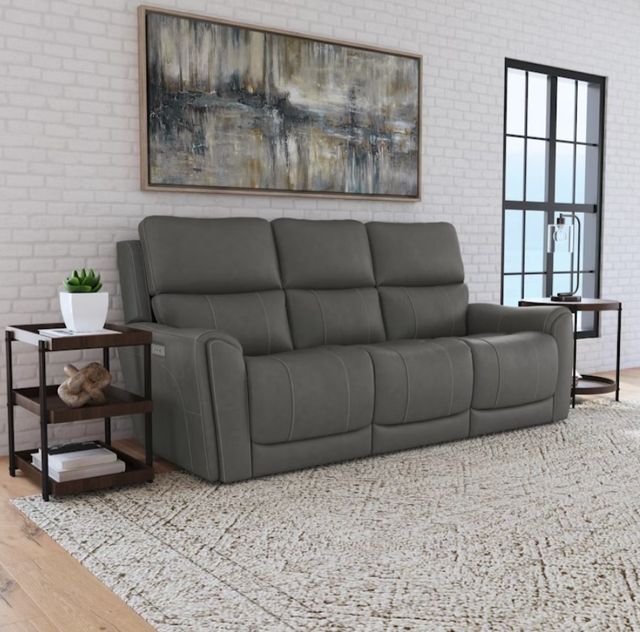 Flexsteel® Carter Smoke Power Reclining Sofa with Console -1