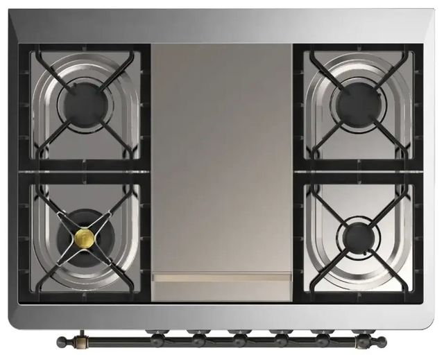 Ilve® Majestic III 36" Custom Pro Style Dual Fuel Natural Gas Range with 6 Black Brass Burners and Burnished Trim-2