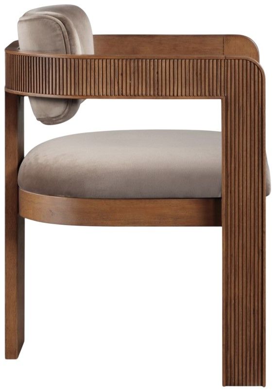Meridian Furniture Sacha Taupe/Walnut Velvet Dining Chair-3