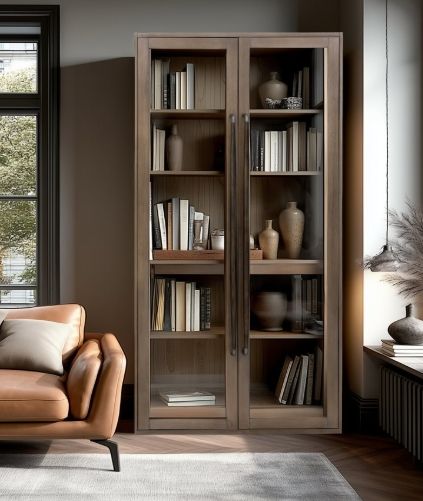 YHD Kira Brown Large Exposure Cabinet-1