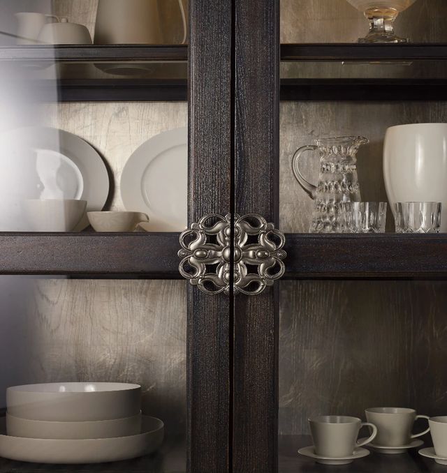 Hooker® Furniture Sanctuary Ebony Antiqued Oak Glass Bunching Curio-2