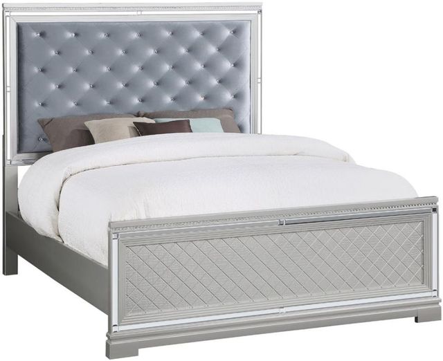 Coaster® Eleanor 4-Piece Metallic Mercury Upholstered Bedroom Set-1