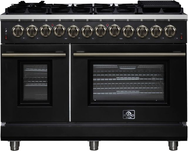 FORNO® Massimo Series Alta Qualita 48" Black Pro Style Dual Fuel Range-0