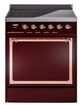 Ilve® Nostalgie II Noblesse 30'' Burgundy Pro Style Induction Range with Copper Trim-0
